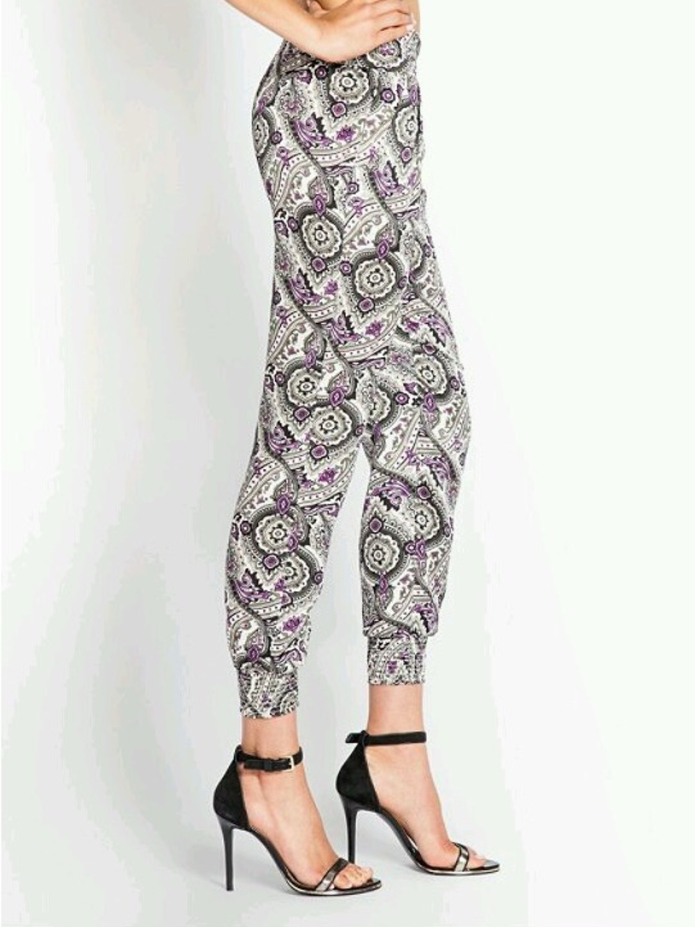 GUESS Satin Paisley Ankle Joggers